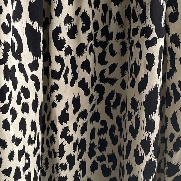 SCOOP NYC BEACH Silk Leopard Print Sleeveless Tank Top Cami Blouse Tan Black M - Picture 3 of 10